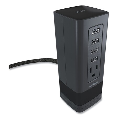 Nxt Technologies Surge Protector, 1 AC Outlet, 4 USB Ports, 5 ft Cord, 900 J, Black NX56822